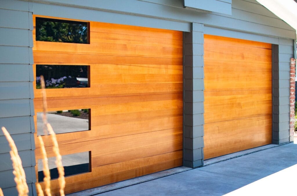 Modern wood residential garage doors in Connecticut
